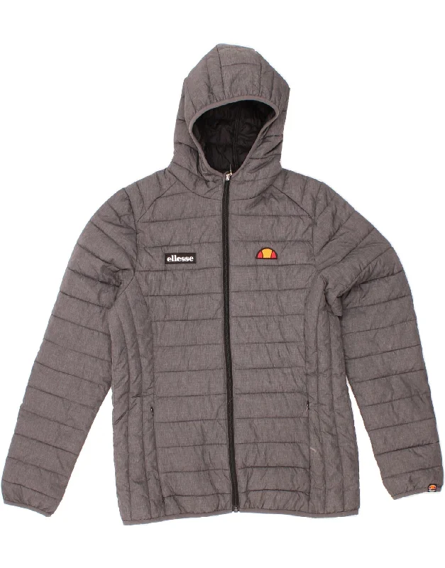 Major Savings ELLESSE Womens Hooded Padded Jacket UK 14 Large Grey Polyamide