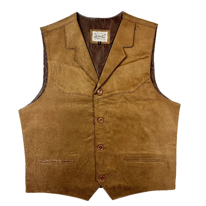 Men's Tan Suede Cloth Leather Vest