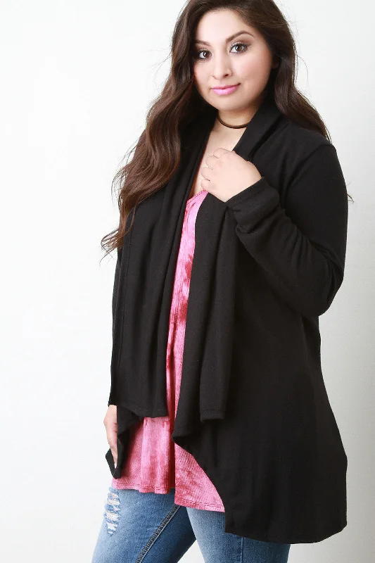 Act Now Cozy Knit Draped Collar Cardigan