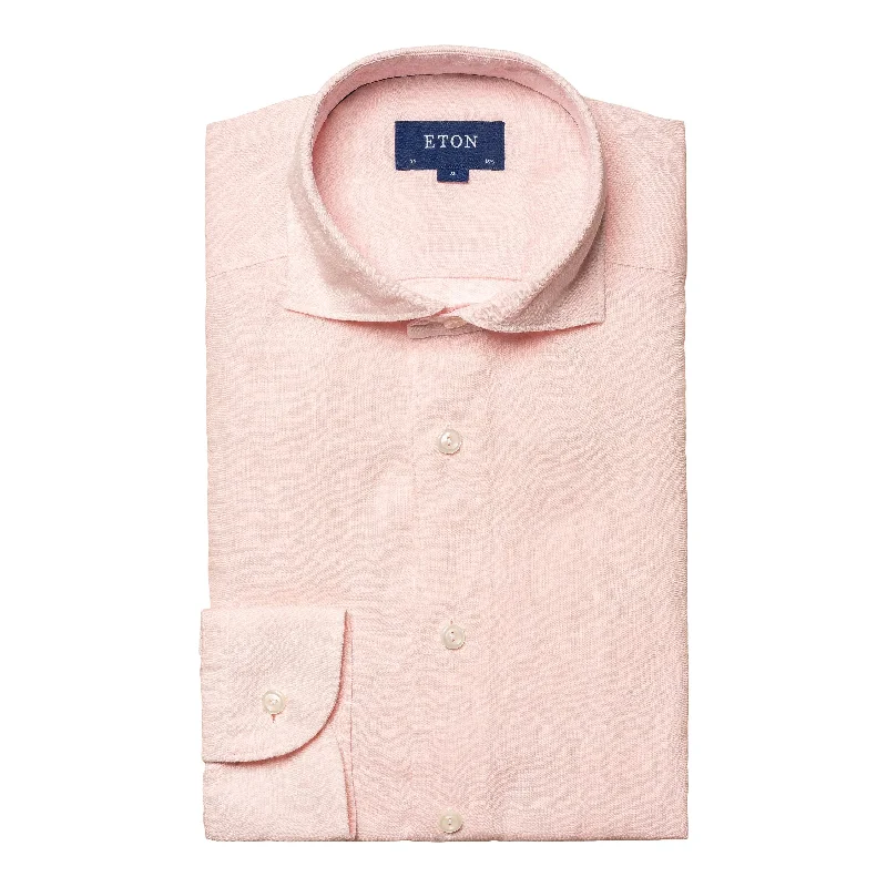 Pink Solid Linen Contemporary Fit Shirt - ETON