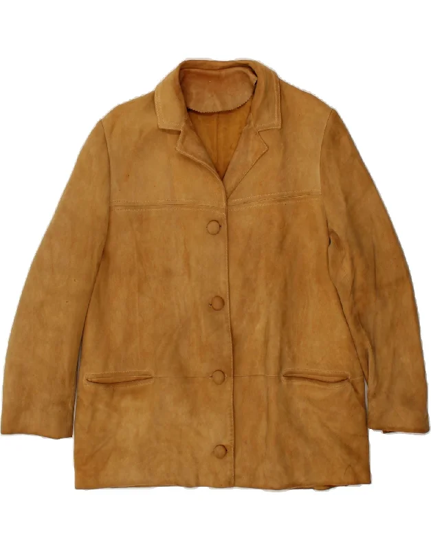 Online Deal VINTAGE Womens Suede Jacket UK 14 Medium Brown