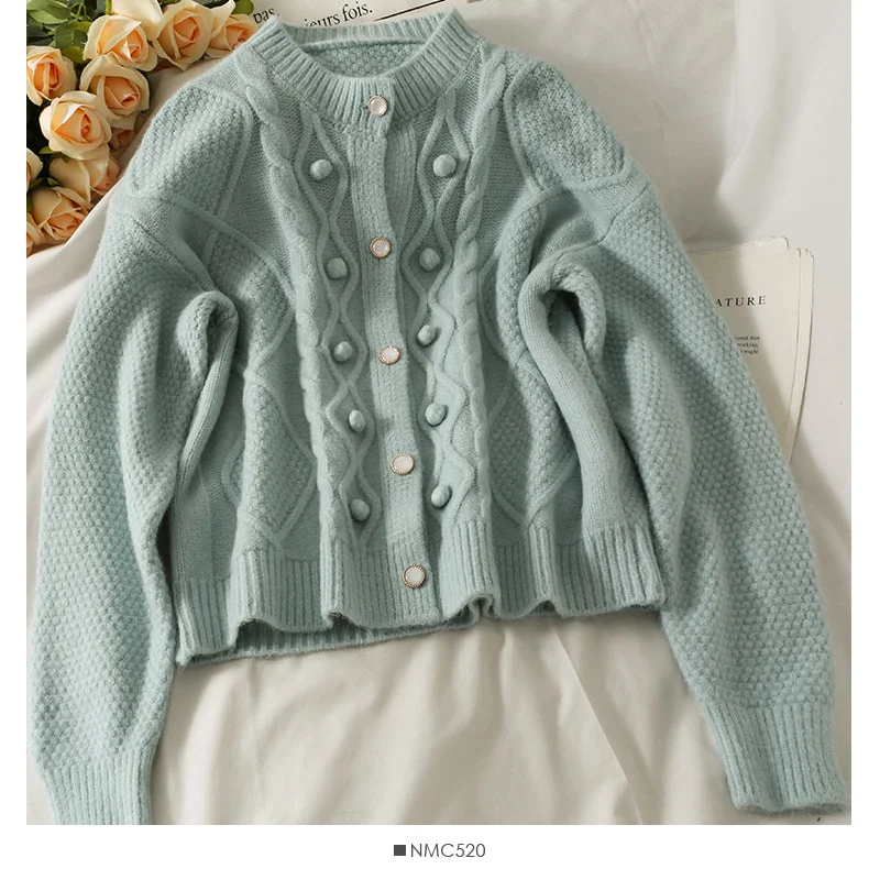 Now or Never Sweater cardigan top diamond lattice long sleeve sweater fashion  1829