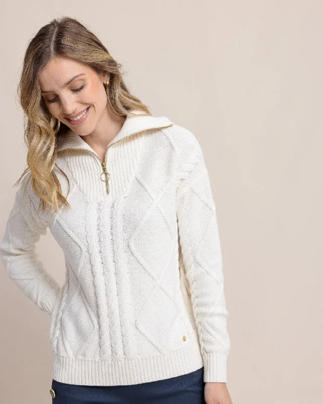 Weekend Specials to Relish Marta Cable Knit Quarter Zip Sweater