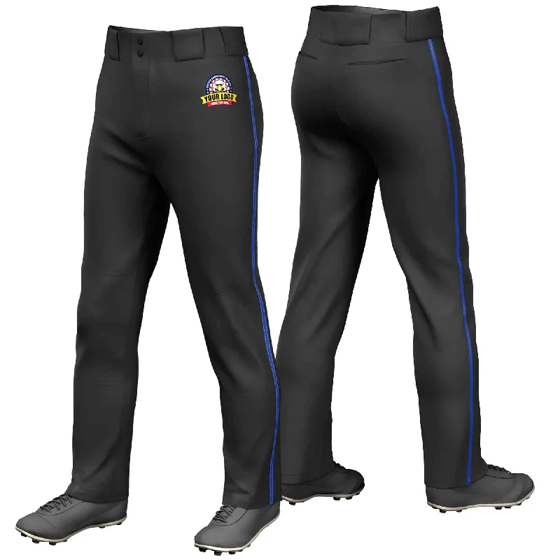 Custom Black Royal Classic Fit Stretch Practice Loose-fit Baseball Pants