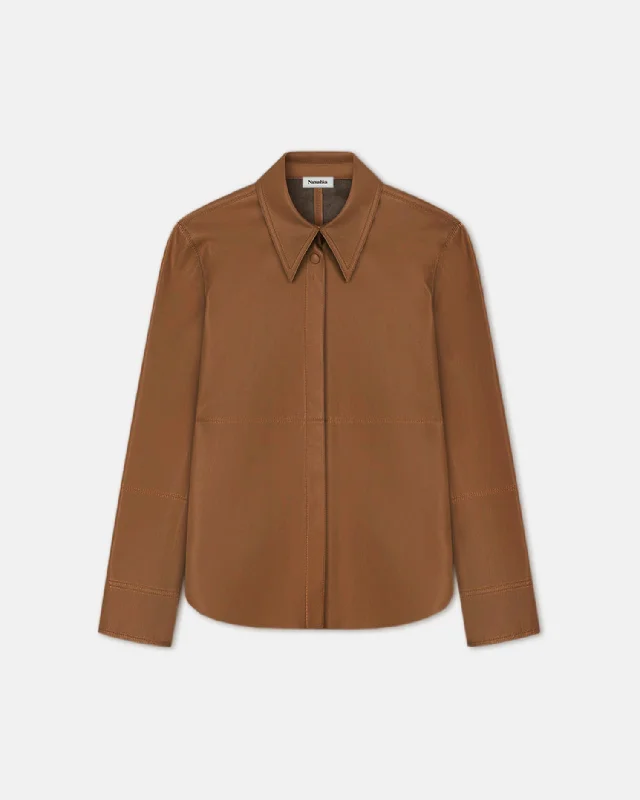 Amazing Value Naum - Okobor™Alt-Leather Shirt  - Tobacco