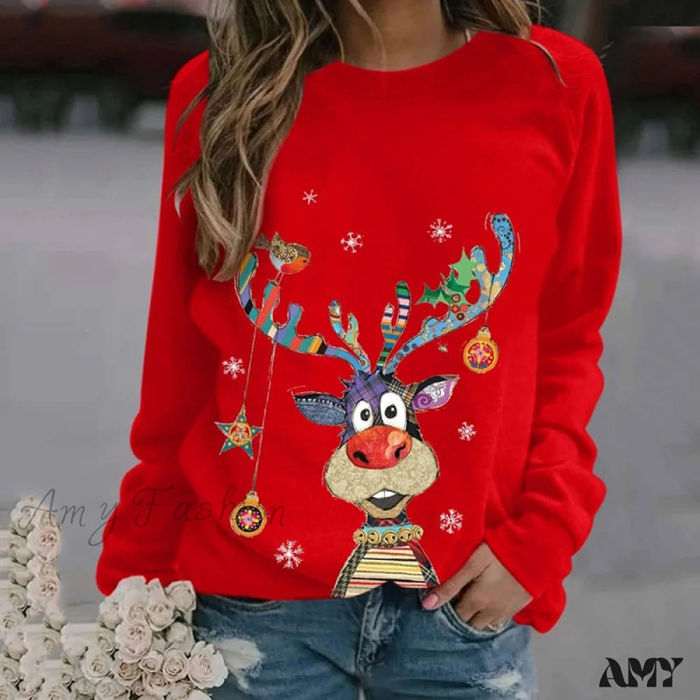 Clearance Event Amy Fashion - Women Casual Cartoon Print Long Sleeve Sweater