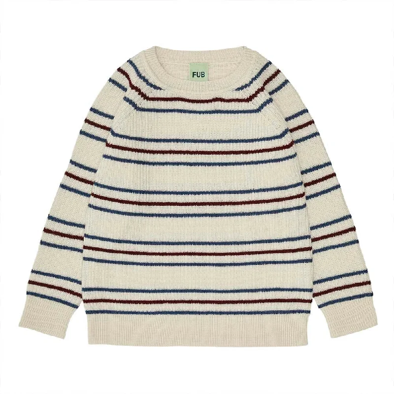 Year-End Clearance Raglan Sweater - Ecru/Indigo/Berry