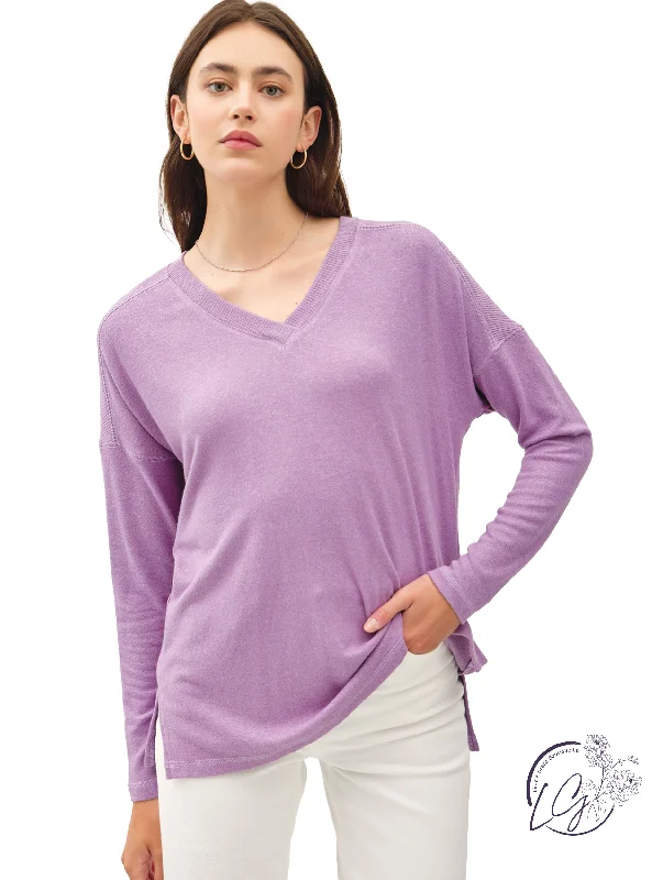 Amazing Deals Basic Long Sleeve V-Neck Top