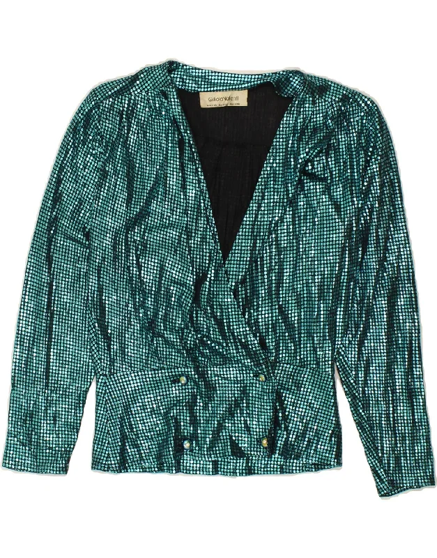 Weekend Savings Spectacular VINTAGE Womens Double Breasted Blazer Jacket IT 42 Medium Green Polka Dot