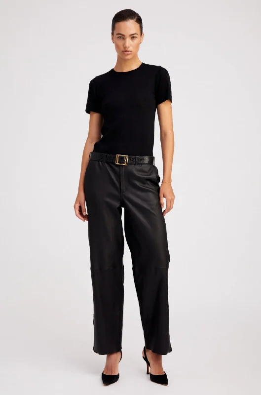 Super Sale Black Leather Relaxed Trousers