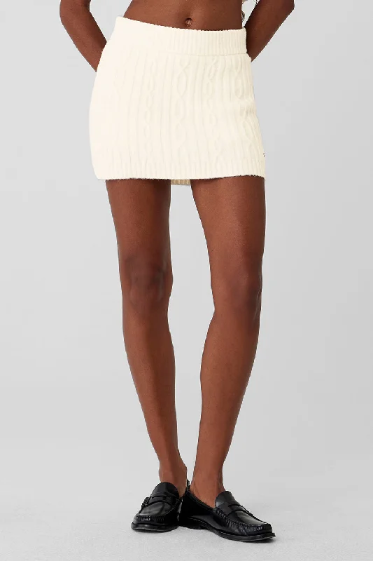 Final Markdown Cable Knit Winter Bliss Mini Skirt - Ivory