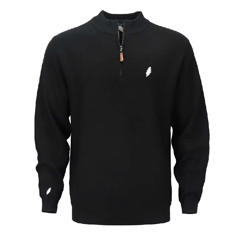 Pay Less Grateful Dead  | Quarter Zip  Sweater | Black Bolt