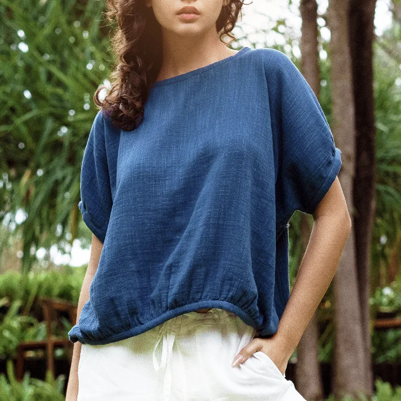 Today’s Special BOX SS TOP - Cotton Double Gauze | Indigo Blue
