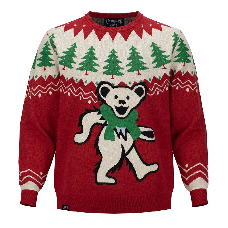 Deal Dash Grateful Dead | Crewneck Holiday Sweater | Winter Bear Red