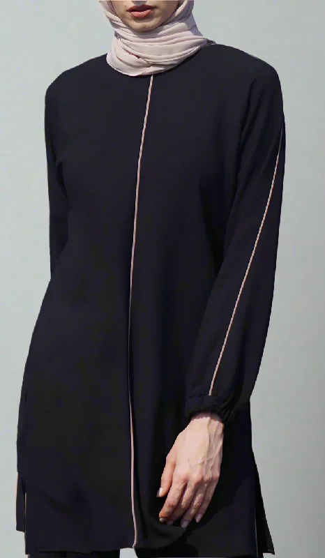Limited Availability Abiyya Sleek Long Top - Black/Cafe