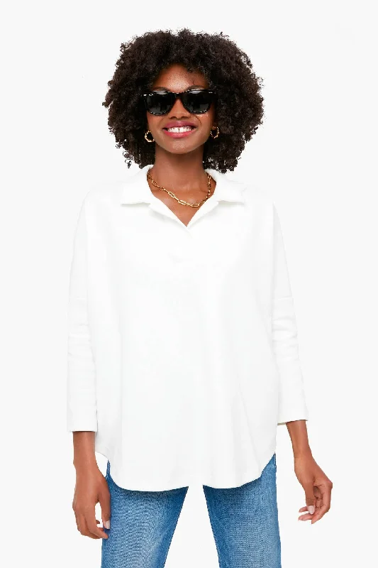 Shop and Save White Easy Polo Swing Sweatshirt