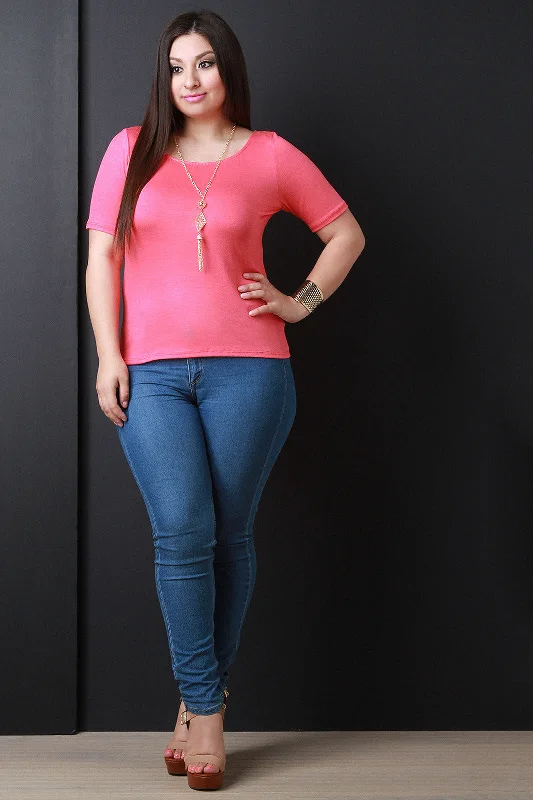 Factory Direct Sale Crisscross Jersey Knit Necklace Top