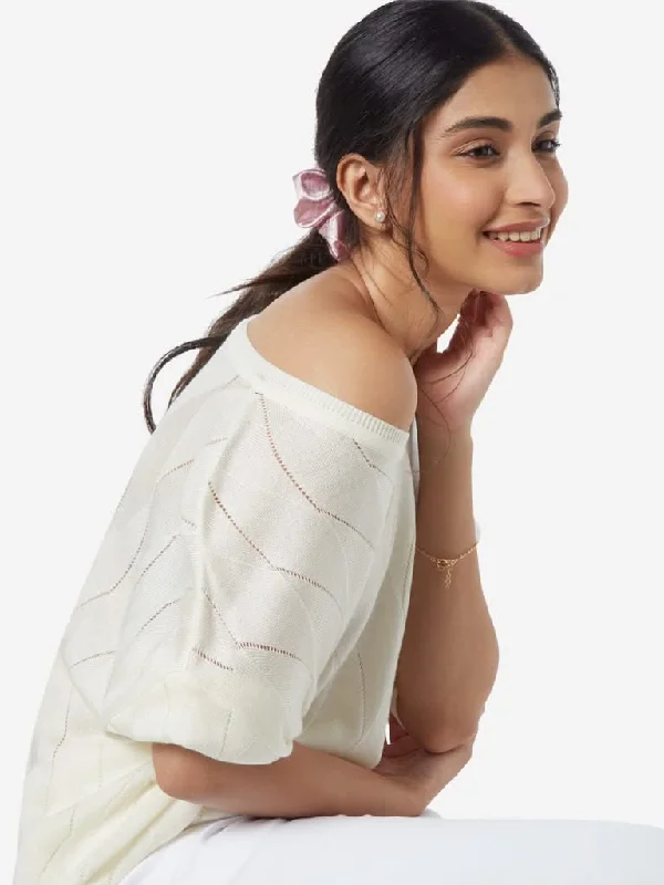 Weekend Specials to Love LOV White Knitted Cut-Out Design Top