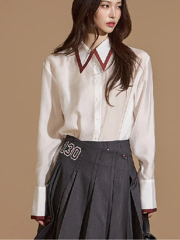 Time-Limited Offer B2999 Color Edge Blouse