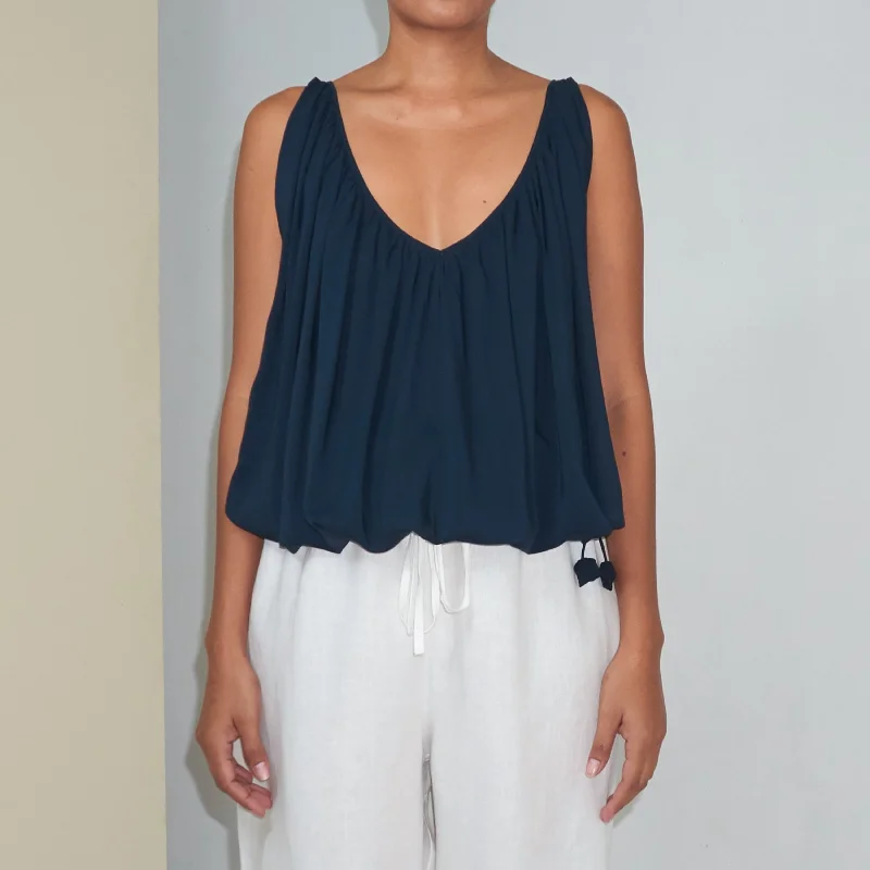 Super Bargain V-FLOW TOP - Rayon Voile | Midnight Blue