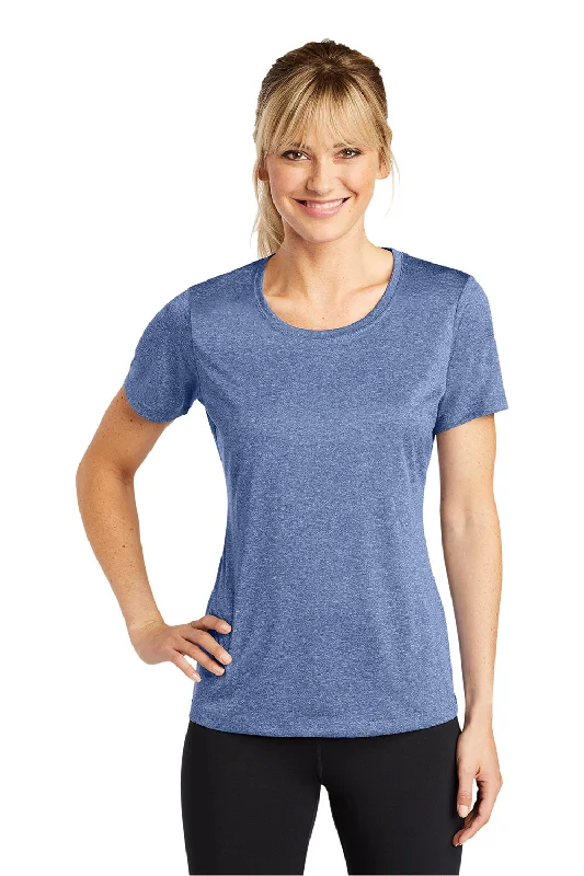 Mega Sale Sport-Tek Womens Contender Heather Moisture Wicking Short Sleeve Crewneck T-Shirt - Heather True Navy Blue