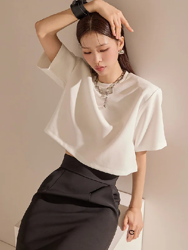 Savings Galore E3095 Shoulder Pad Crop Top