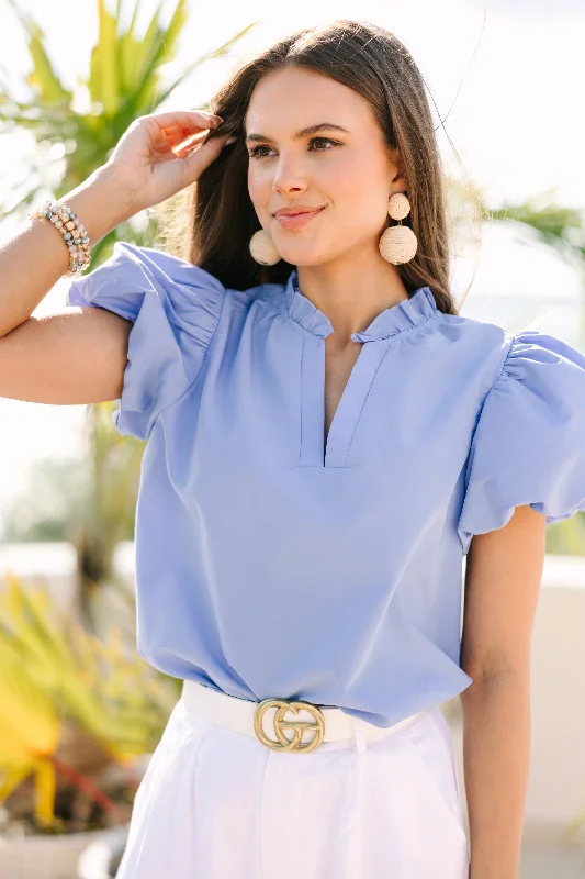 Weekend Specials to Grab See You Soon Chambray Blue Blouse