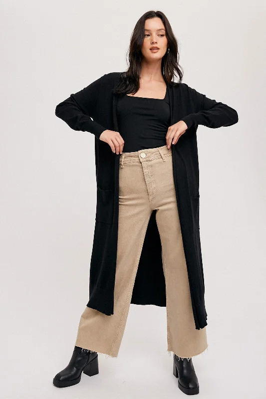 Discount Mania Black Long Cardigan