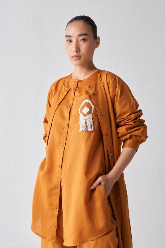 Weekend Deals That Excite Fringe Shirt - Rust