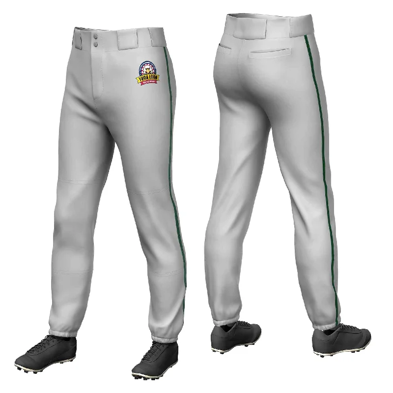 Custom Gray Green Classic Fit Stretch Practice Pull-up Baseball Pants