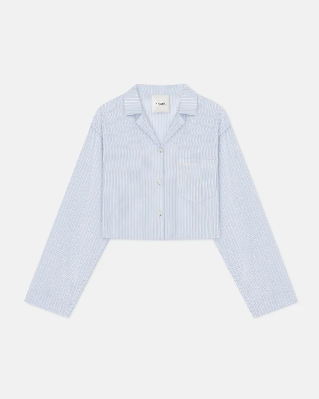 Act Fast Vally - Cropped Striped Shirt - Blue/Beige/White