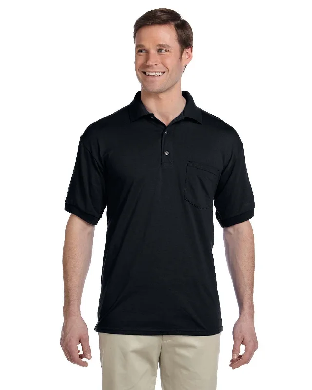 Gildan DryBlend 50/50 Jersey Knit Pocket Polo Shirt | Black