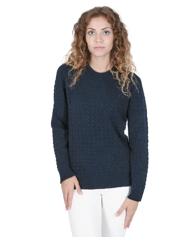 Lowest Price Crown of Edinburgh Cashmere Women's Cashmere Round Neck Womens Sweater in Navy blue - 44 EU