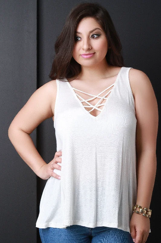 Price Slash Deep V Crisscross Strappy Top