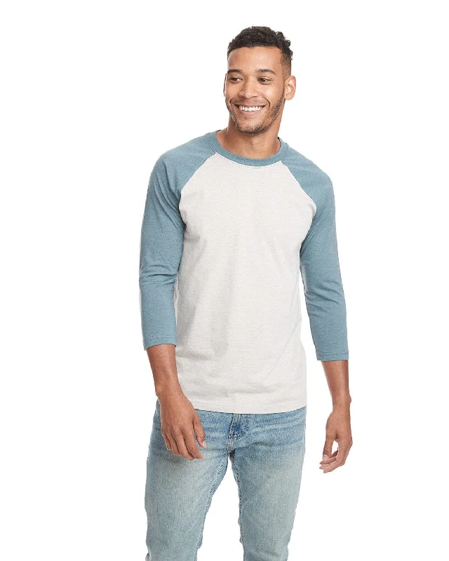 Next Level Unisex CVC 3/4 Sleeve Raglan Baseball T-Shirt | Indigo/ Silk