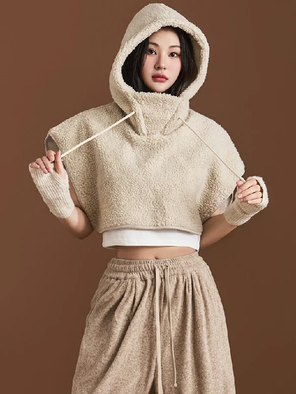 Midnight Sale E3236 Boucle Cape Hooded Top