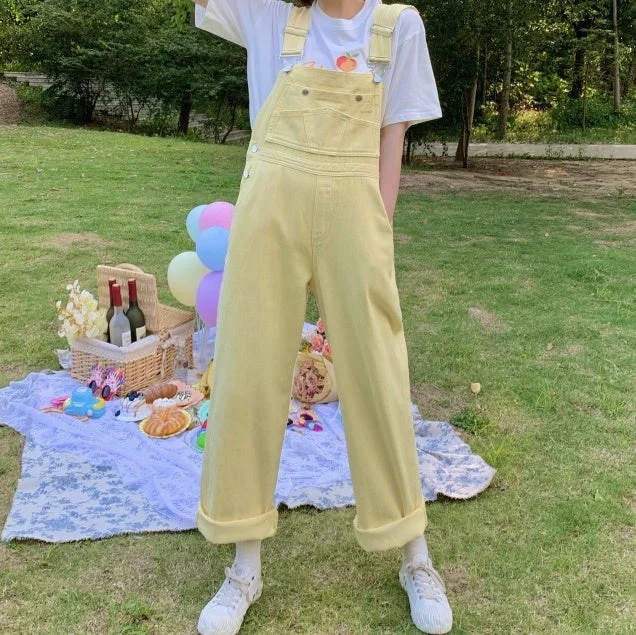 Year-End Sale Spring Denim Overalls (Pastel Yellow)