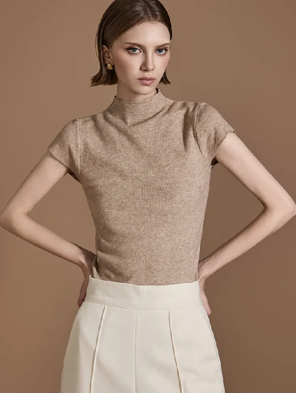 Price Drop E3611 Turtleneck Cap Sleeves Top