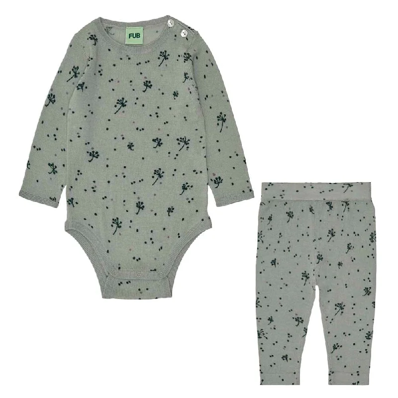 Take Advantage Baby Printed Body & Sweater Pants - Pale Sage