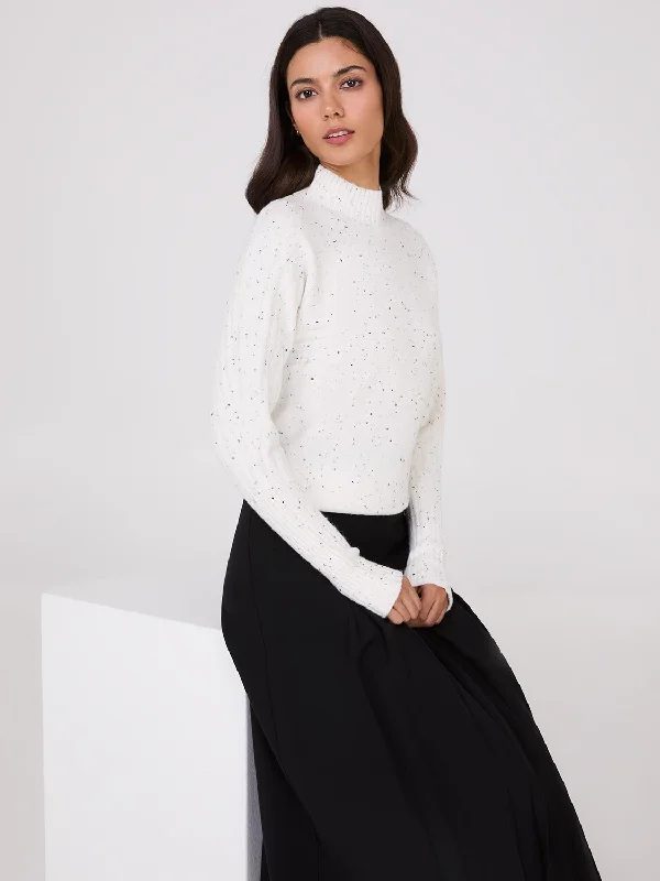 Extra Savings Mock Neck Dolman Sleeve Ribbed Sweater