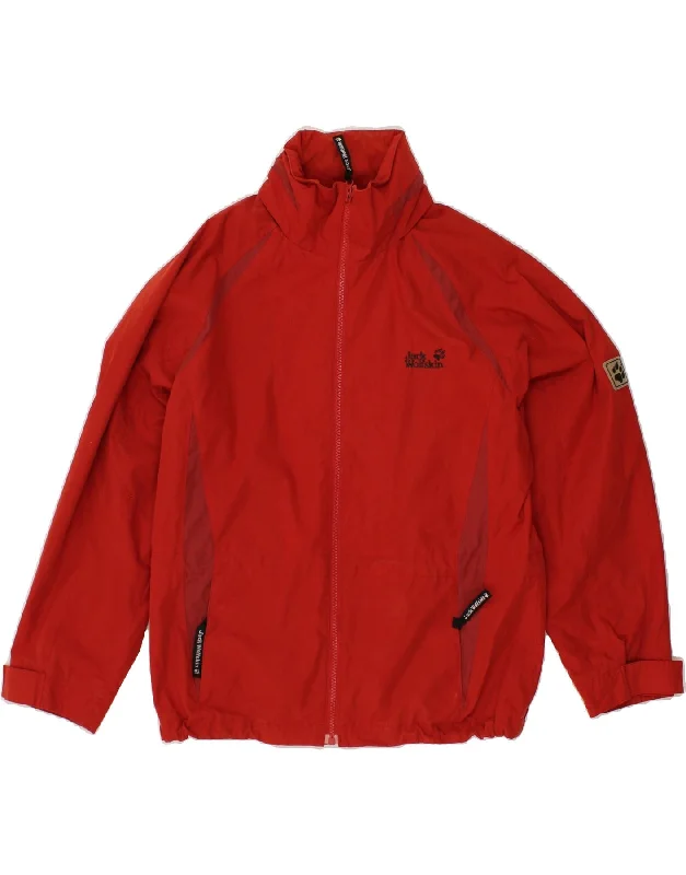 Weekend Extravaganza: Shop Now JACK WOLFSKIN Womens Hooded Windbreaker Jacket UK 10 Small Red Polyester