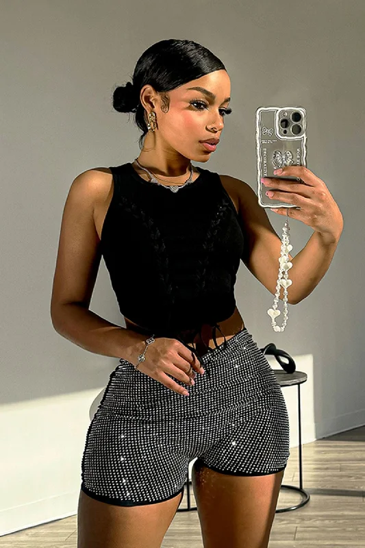 Weekend Deals That Sparkle Can't Handle Rhinestone High Waist Shorts