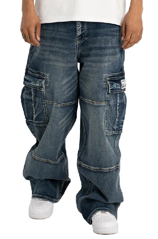 Pro Club Men's Heavyweight Baggy Fit Denim Cargo Pants