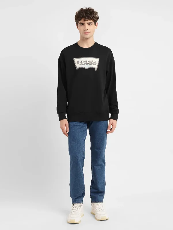 Men's Brand Logo Black Crew Neck Sweatshirt