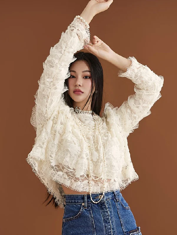 Sale Event B2897 Lace Tiered Blouse
