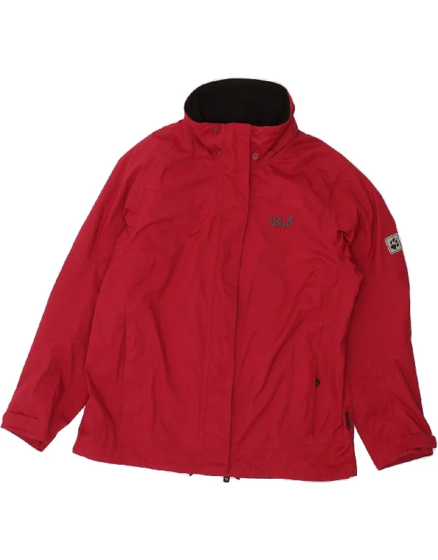 Weekend Offers That Please JACK WOLFSKIN Womens Rain Jacket UK 18/20 XL Red Polyamide