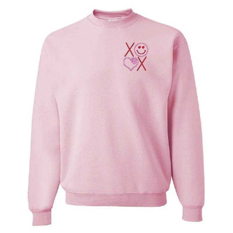 Deep Discounts Monogrammed XOXO Smiley Face Crewneck Sweatshirt