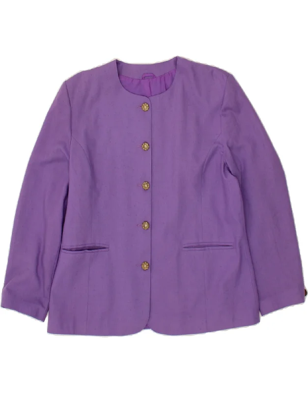 Don't Wait VINTAGE Womens 5 Button Blazer Jacket UK 14 Large Purple
