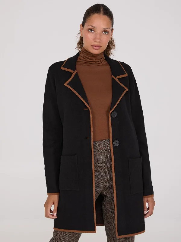 Bargain Bin Contrast Trim 2-Button Coatigan