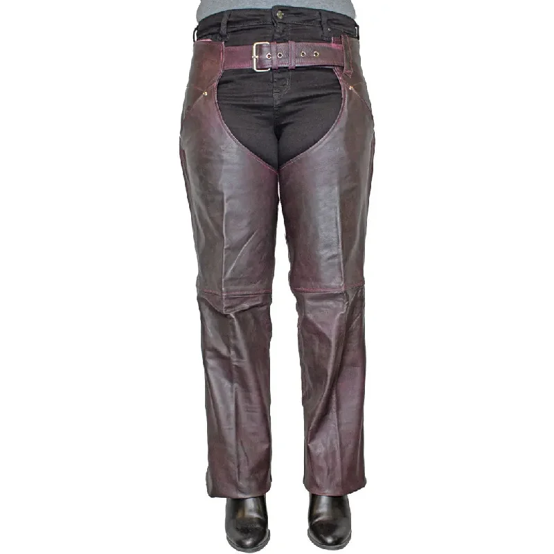 Crazy Savings Open Road Women's Dark Purple Wash Leather Chaps